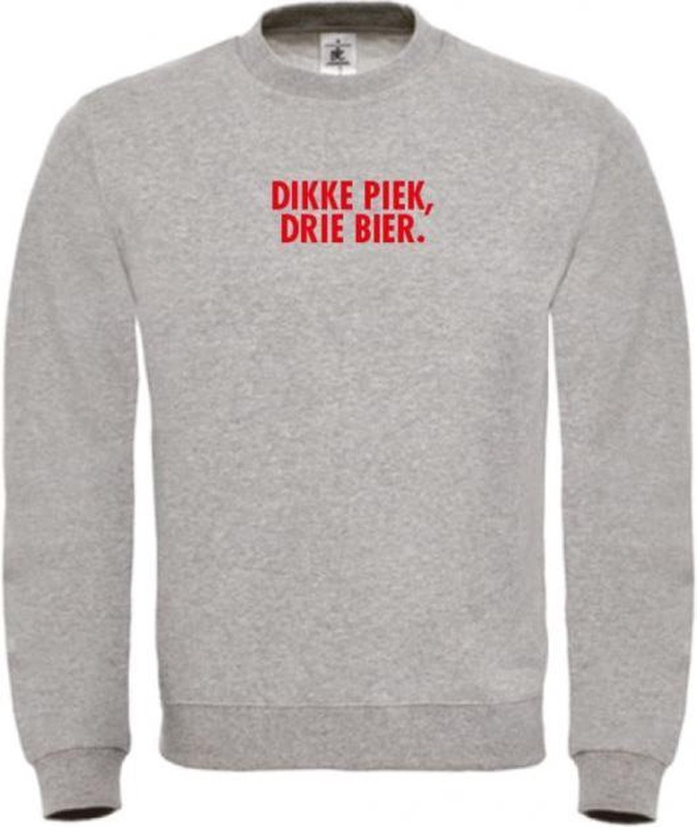 Kerst sweater grijs M - Dikke piek, drie bier - Rood - soBAD. | Kersttrui soBAD. | kerstsweaters volwassenen | kerst hoodie volwassenen | Kerst outfit | Foute kerst truien